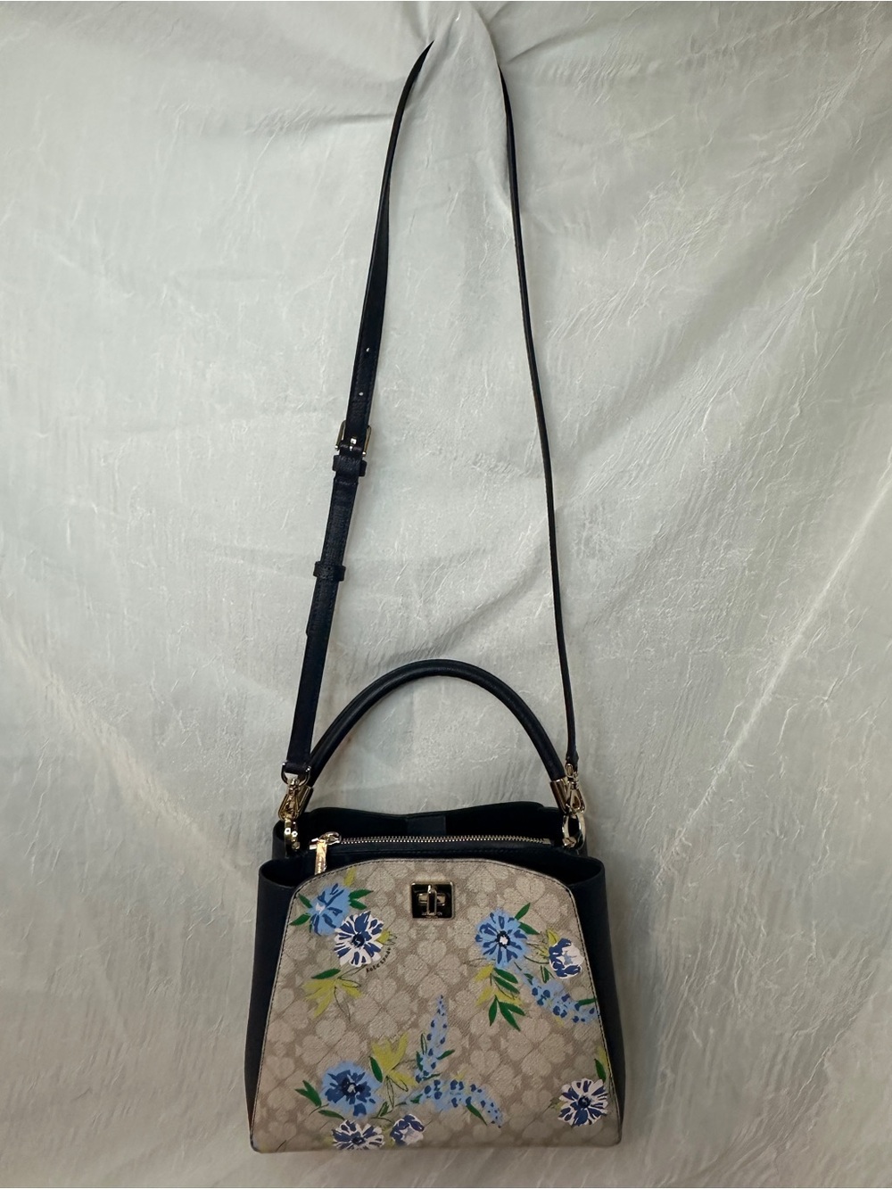 Kate Spade NY Top-Handle Crossbody Bag - Blue Floral NWOT - Picture 3 of 12